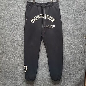 Memory Lane LA Sweatpants Men‎ Medium Black Cotton Streetwear Logo Joggers